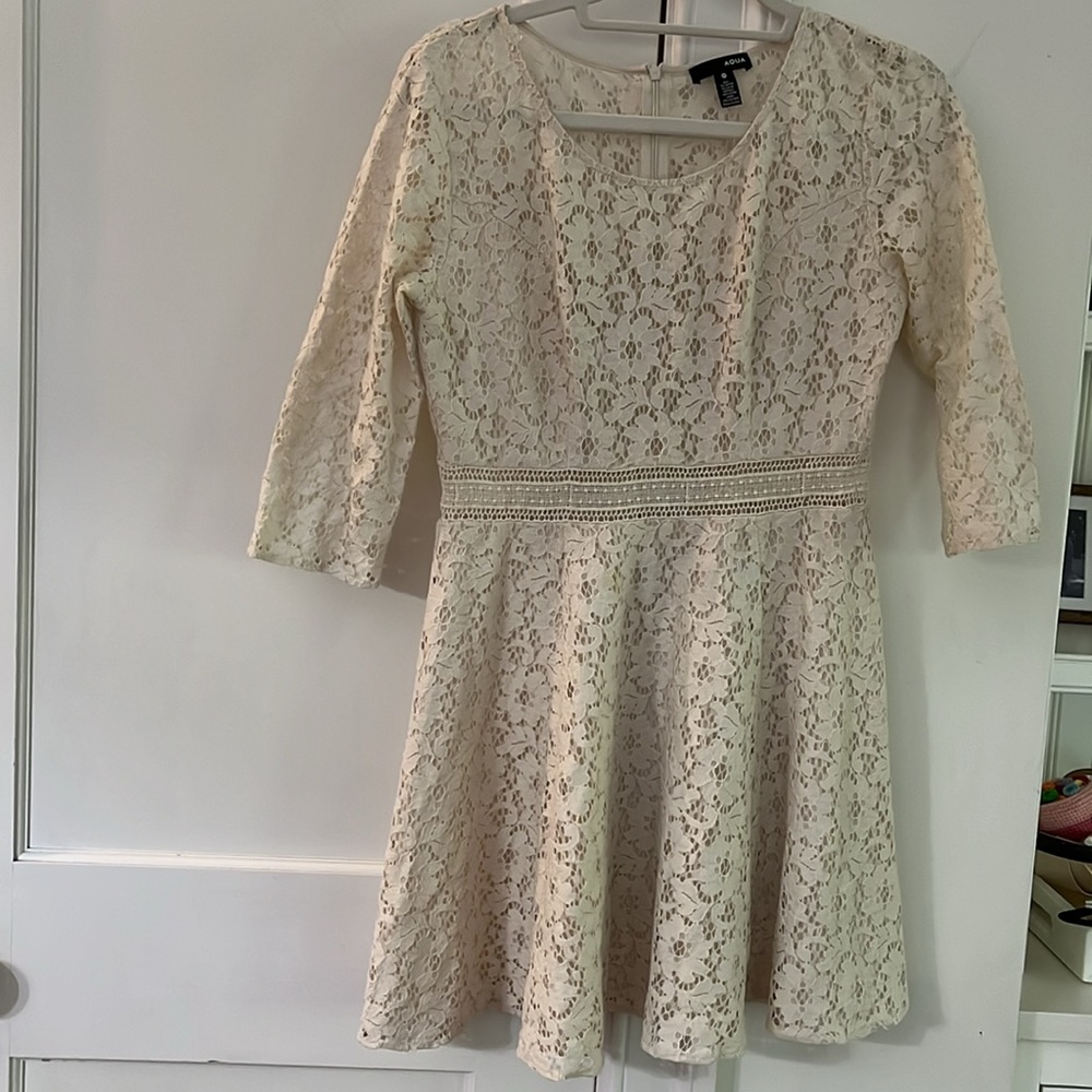 Aqua lace 3/4 sleeve dress